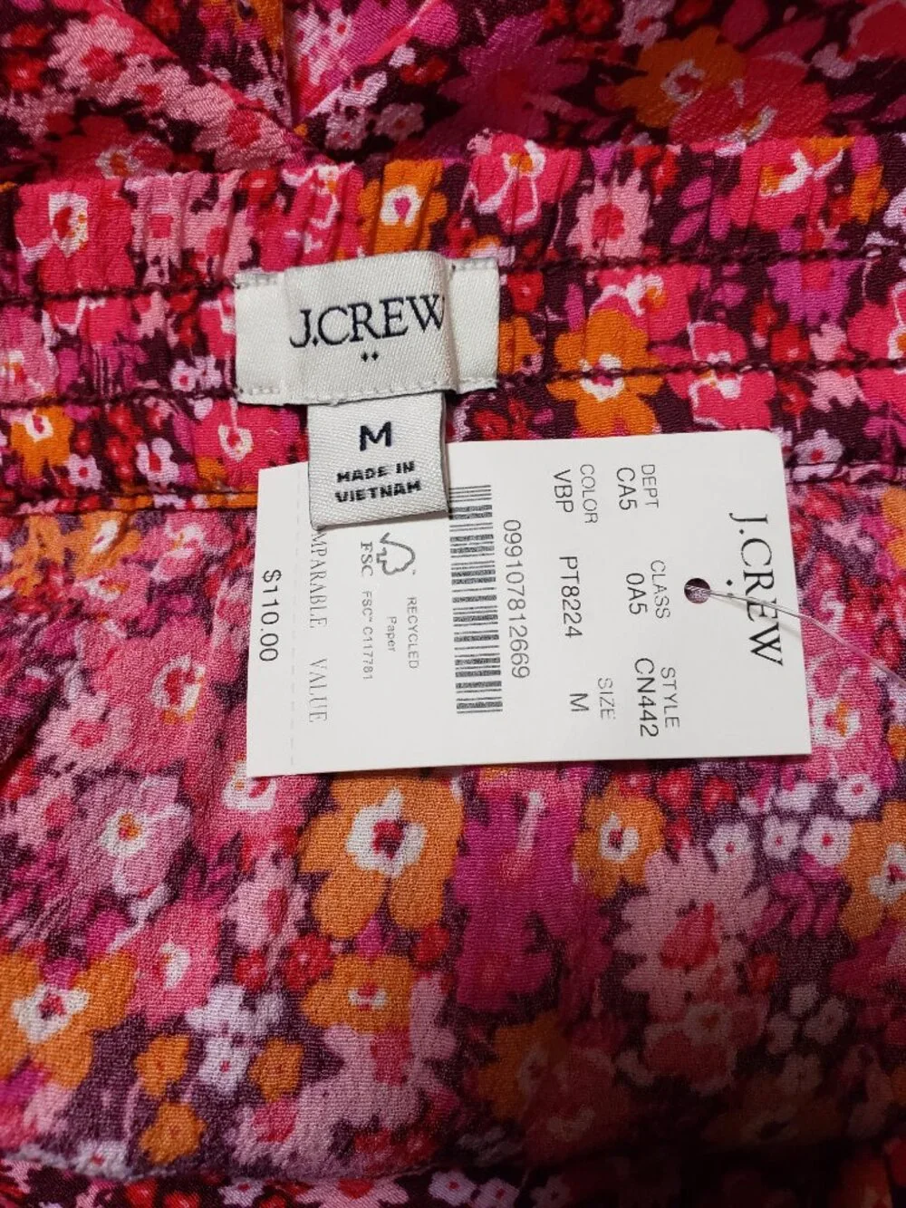 J. Crew Printed Flowy Midi Skirt Cottagecore Preppy Casual Floral Size Medium